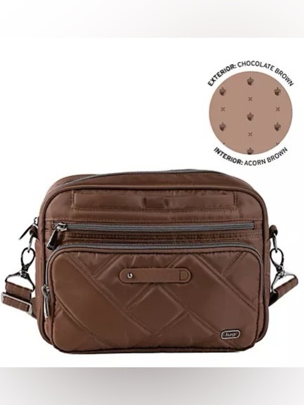Lug Classic Zip Crossbody with Charm Bar - Carousel XL LE Chocolate Brown